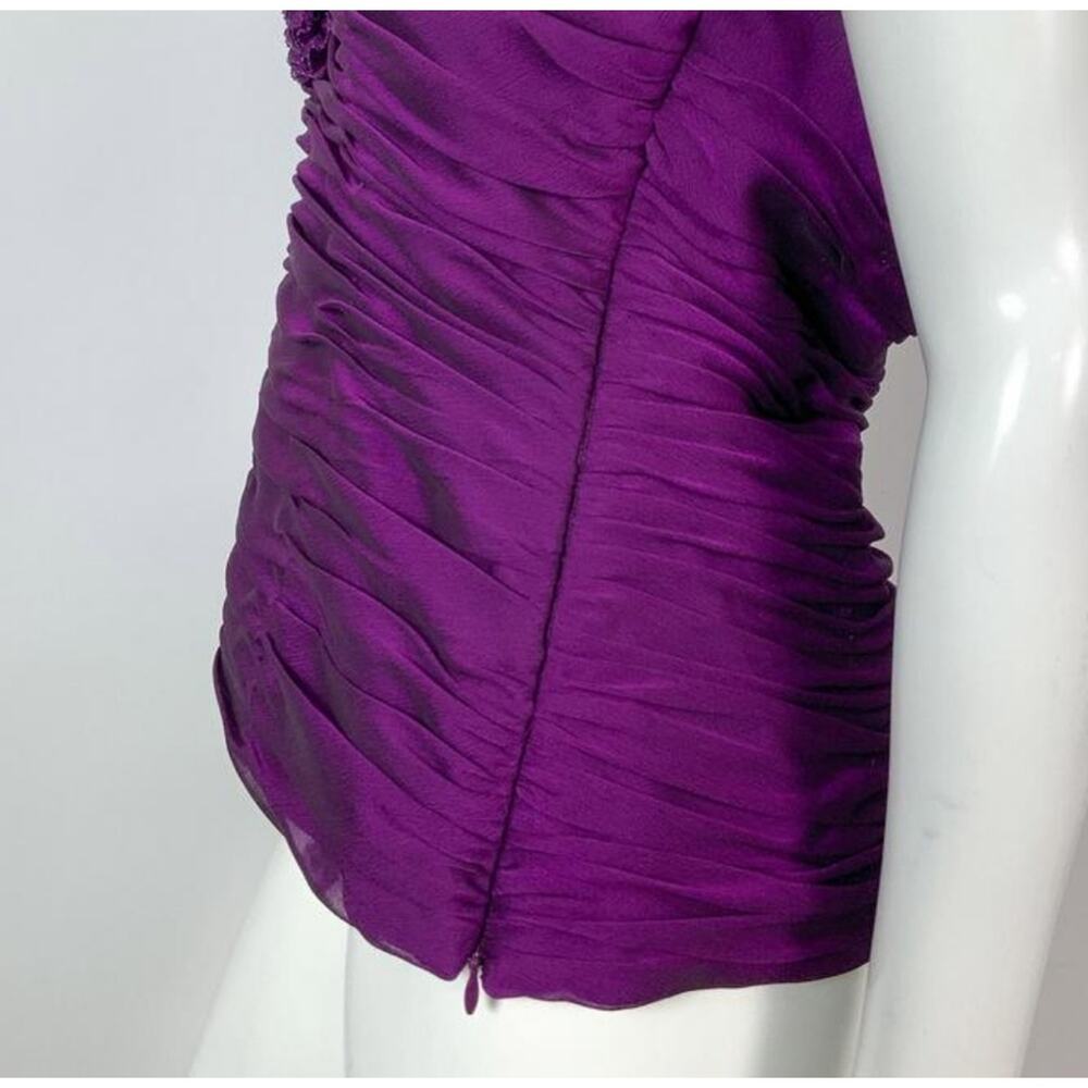 Adrianna Papell Purple Rosette Ruched Halter Top Blouse Size 12 - Picture 6 of 12